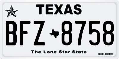 TX license plate BFZ8758
