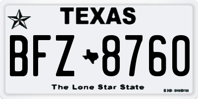TX license plate BFZ8760