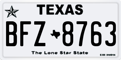 TX license plate BFZ8763