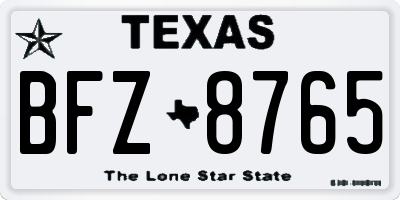 TX license plate BFZ8765