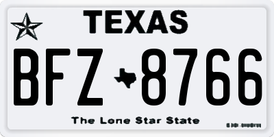 TX license plate BFZ8766