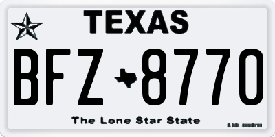 TX license plate BFZ8770