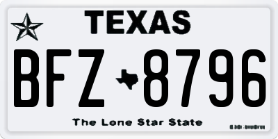 TX license plate BFZ8796