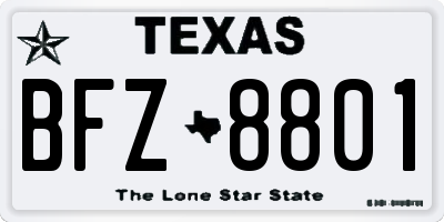 TX license plate BFZ8801