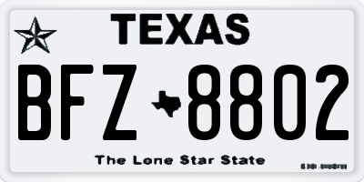 TX license plate BFZ8802