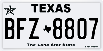 TX license plate BFZ8807