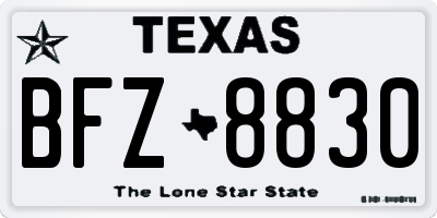 TX license plate BFZ8830