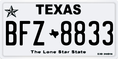 TX license plate BFZ8833