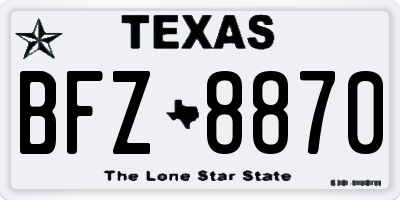 TX license plate BFZ8870