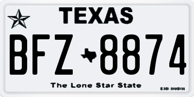 TX license plate BFZ8874
