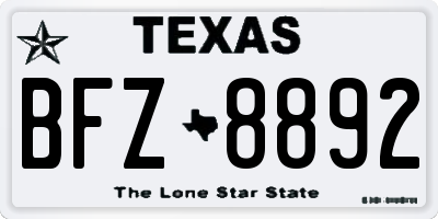 TX license plate BFZ8892