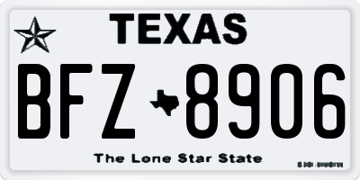 TX license plate BFZ8906