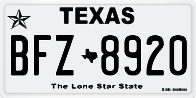 TX license plate BFZ8920