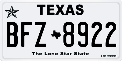 TX license plate BFZ8922