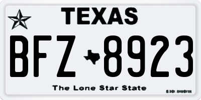 TX license plate BFZ8923