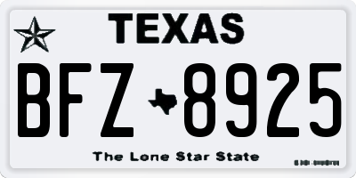 TX license plate BFZ8925