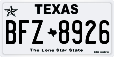 TX license plate BFZ8926