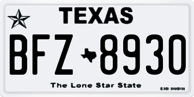 TX license plate BFZ8930
