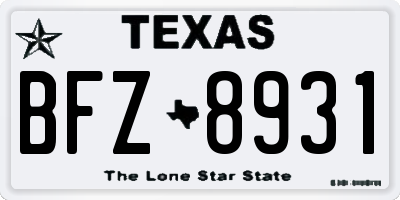 TX license plate BFZ8931