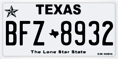 TX license plate BFZ8932