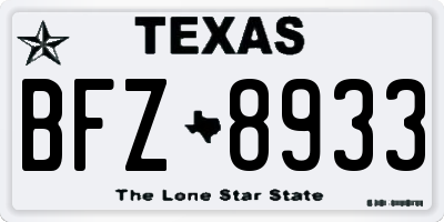 TX license plate BFZ8933