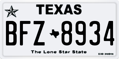 TX license plate BFZ8934