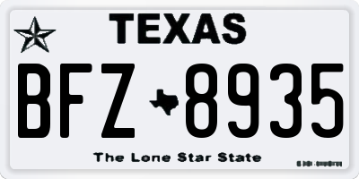 TX license plate BFZ8935