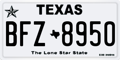 TX license plate BFZ8950