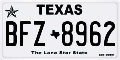 TX license plate BFZ8962