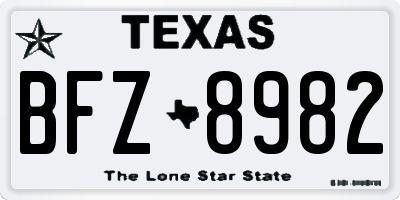 TX license plate BFZ8982