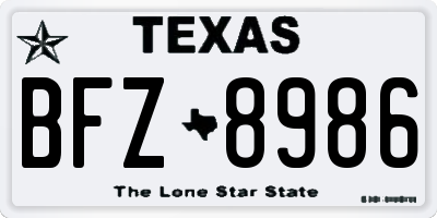 TX license plate BFZ8986