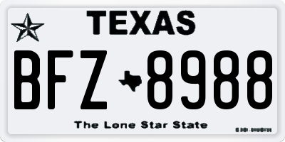 TX license plate BFZ8988