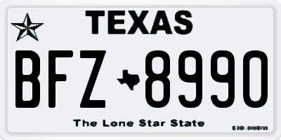 TX license plate BFZ8990