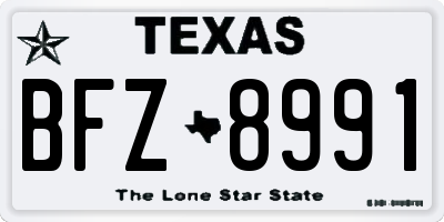 TX license plate BFZ8991