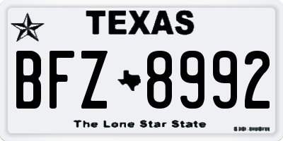 TX license plate BFZ8992