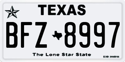 TX license plate BFZ8997