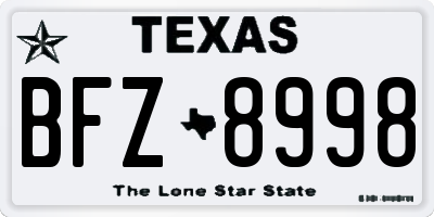 TX license plate BFZ8998