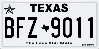 TX license plate BFZ9011