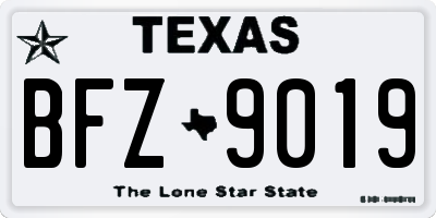 TX license plate BFZ9019