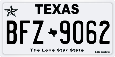 TX license plate BFZ9062
