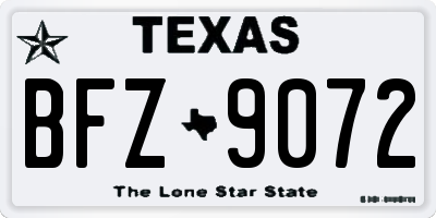 TX license plate BFZ9072