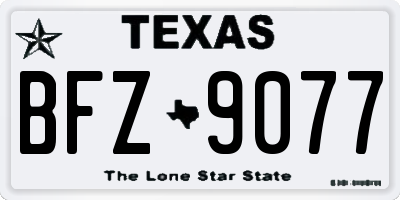 TX license plate BFZ9077