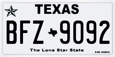 TX license plate BFZ9092
