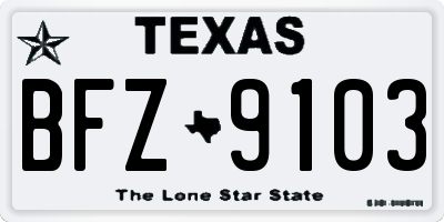 TX license plate BFZ9103