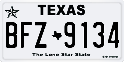 TX license plate BFZ9134