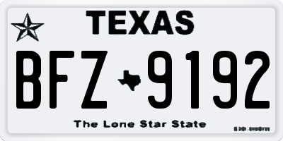 TX license plate BFZ9192
