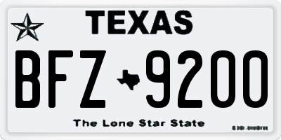 TX license plate BFZ9200