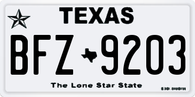 TX license plate BFZ9203