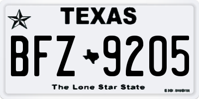 TX license plate BFZ9205