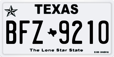 TX license plate BFZ9210